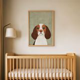 Uzun Kulaklı Köpek Çocuk Odası Duvar Posteri Çerçeveli Tablo Duvar Dekorasyonu - 30 x 40 - Ahşap Çerçeveli