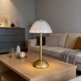 Uzun Mantar Çizgili Model Led Masa Lambası – Dokunmatik, 3 Renk Işık Modlu, Şarjlı Dekoratif Gece Lambası Go53/1395