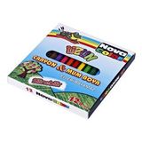 Uzun Mum Boya 12 Renk Karton Kutu 12 Renk Crayon 1 Adet Novacolor Uzun Altıgen Mum Boya 12 Renk