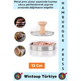 Uzun Ömürlü Ergonomik Tutuş Ahşap Saplı Izgara Çizgili Mutfak Kıyma Köfte Hamburger Press 12 Cm