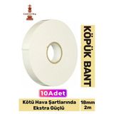 Uzun Ömürlü Süngerli Ultra Yapışkan İç Dış Mekan Çok Amaçlı Çift Taraflı 18mmx2m Köpük Bant 10 Adet