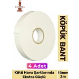 Uzun Ömürlü Süngerli Ultra Yapışkan İç Dış Mekan Çok Amaçlı Çift Taraflı 18mmx2m Köpük Bant 4 Adet