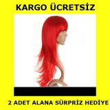 Uzun Peruk Saç Kırmızı
