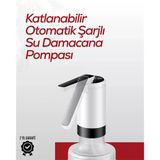 Uzun Şarj Süreli Su Pompası | Tek Tuşla Başlat/Durdur | Cam Damacana Uyumlu | Enerji Tasarruflu 4W Güç