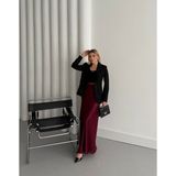 Uzun Saten Etek - Bordo - M