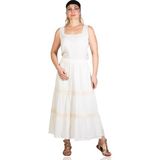 Uzun Şile Bezi Dantelli Yazlık Etek Krem Krm - 2XL - 3XL