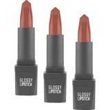 Uzun Süre Kalıcı Yoğun Renk Veren Nemlendirici Parlak Ruj - Glossy Lipstick 309 Peach Nude (3 Paketi) - Option-1
