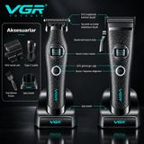 V-880-S2 Profesyonel Saç Sakal Tıraş Makinesi Seti BLDC Motor DLC Bıçak 2'li Clipper Trimmer Combo - Siyah Karbon