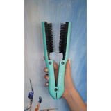 V Brushes Çift Taraflı Profesyönel V Stil, Saç Düzleştirme-Kolay Fön Fırçası Mor - Yeşil
