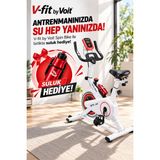V-Fit By HB100 Pro Spin Bike Suluklu Nabız Ölçerli, Direnci Ayarlanabilir Suluk Hediyeli - Beyaz