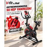 V-Fit By HB100 Pro Spin Bike Suluklu Nabız Ölçerli, Direnci Ayarlanabilir Suluk Hediyeli - Siyah