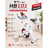 V-Fit By Voit HB101 Beyaz Spin Bike Taşınabilir, Direnci Ayarlanabilir, Elden Nabız Ölçer, Sessiz Çalışır