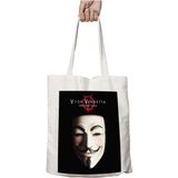 V For Vendetta Film Maske Iki Tarafı Kalıcı Baskılı Yıkanabilir Okul Plaj Omuz Bez Çantası
