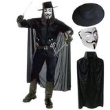 V For Vendetta Maskesi, Şapka ve Pelerin Seti - Kostüm Partisi Aksesuarı