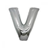 V Harf Gümüş 100 cm Folyo Balon