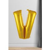 V Harfi Folyo Balon Gold 100 Cm 40 İnç 1 Metre Altın