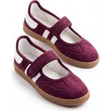 v.s.h velvet Bordo Süet Cırtlı Mary Jane Babet Ayakkabı /mary