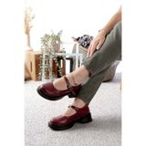 v.s.h velvet Kadın Bej Rugan Tokalı Mary Jane Kadın Loafer Makosen Tokalı Loafer Rugan Loafer Babet 980