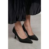 v.s.h velvet Kadın Taşlı Sivri Burun Ince Topuklu Stiletto | Abiye Düğün Topuklu Ayakkabı - Siyah