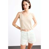 V Yaka Crop Askılı Bluz