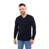 V Yaka Lacivert Uzun Kollu Sweatshirt Süprem Iş Tişörtü Cepli LACİVERT-L