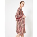 V Yaka Uzun Kollu Çizgili Kimono