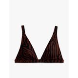 V Yaka Zebra Desenli Bralet Bikini Üstü