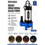 V1100df Bıçaklı Rögar Drenaj Dalgıç Pompa 1.5 Hp 350 L/Dak Kirli Su Ve Foseptik Tahliye Pompa
