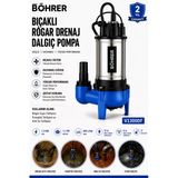 V1300df Bıçaklı Rögar Drenaj Dalgıç Pompa 1.7 Hp 400 L/Dak Foseptik, Kirli Su Ve Atık Su Tahl