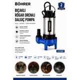 V370df Bıçaklı Rögar Drenaj Dalgıç Pompa 0.50 Hp 175 L/Dak Paslanmaz Kirli Su Foseptik Tahliy