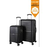 V379 Aura Y.üretim Pp Valiz 55 Cm + 75 Cm Siyah Set