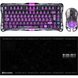 V75 Lite Manyetik Kablolu Gaming Klavye, M2 Kablosuz Optik Mouse ve Mousepad Oyuncu Seti (Transparen - Çok Renkli