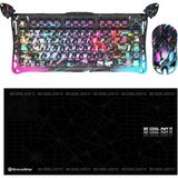 V75 Pro Manyetik Kablolu Gaming Klavye, Xpro Kablosuz Optik Mouse ve Mousepad Oyuncu Seti (Neon Graf - Çok Renkli