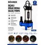 V750df Bıçaklı Rögar Drenaj Dalgıç Pompa 1.10 Hp 300 L/Dak Kirli Su Foseptik Ve Atık Su Tahli