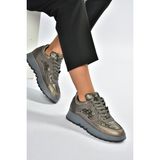 V820720309 Gri Kalın Tabanlı Spor Ayakkabı Sneakers