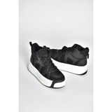 V973019102 Siyah/beyaz Süet Kalın Tabanlı Kadın Spor Ayakkabı Sneakers - 01-Siyah - Beyaz