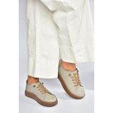 V999060501 Gri Hakiki Deri Nubuk Kadın Spor Ayakkabı Sneakers