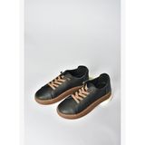 V999060503 Siyah Hakiki Deri Kadın Spor Ayakkabı Sneakers