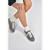 V999061501 Lacivert Hakiki Deri Nubuk Kadın Spor Ayakkabı Sneakers