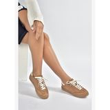 V999061501 Taba Hakiki Deri Nubuk Kadın Spor Ayakkabı Sneakers