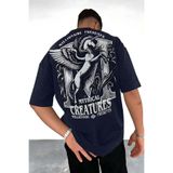 VACHT Erkek Oversize Salaş Tişört Creatures Lacivert