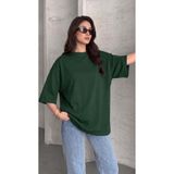 VACHT Kadın Oversize Salaş Tişört Basic Düz Baskısız Nefti