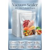 Vacuum Sealer 100 Adet 20x25 cm Vakum Poşeti Tüm Cihazlarla Uyumlu Vakum Makinesi Gıda Saklama Poşeti