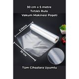 Vacuum Sealer 30 cm x 5 metre Tırtıklı Rulo Vakum Makinesi Poşeti Gıda Saklama Vakum Poşeti