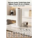 Vacuum Sealer Tırtıklı Rulo Gıda Vakum Poşeti 25 cm x 5 m Kesilebilir Tüm Vakum Makineleriyle Uyumlu