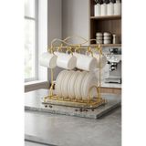 Vadi Gold Metal Fincan Tabak Standı Askılık Mutfak Düzenleyici Organizer Bulaşıklık