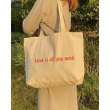 Vadi Loom "love Is All You Need" Yazılı Hambez Bez Çanta - Büyük Boy Omuz Çantası (47X36 Cm)