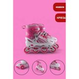 Vadi Pembe Silikon Tekerli Ayarlanabilir Işıklı Paten M 35-38 Hp8136 Pembe - Beyaz
