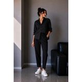 Vadon 1019 Kadın %100 Pamuk Gabardin Lastikli Bel Havuç Kesim Pantolon Siyah - 28