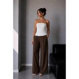 Vadon 1022 Kadın Straplez Fit Kısa Bluz Beyaz